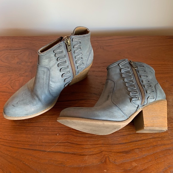 Blue leather ankle boots - Made in Spain - Picture 2 of 4